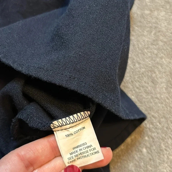 Navy Blue Off the Shoulder Shirt with Embroidery | Rebellion Off the Shoulder - Picture 10 of 13